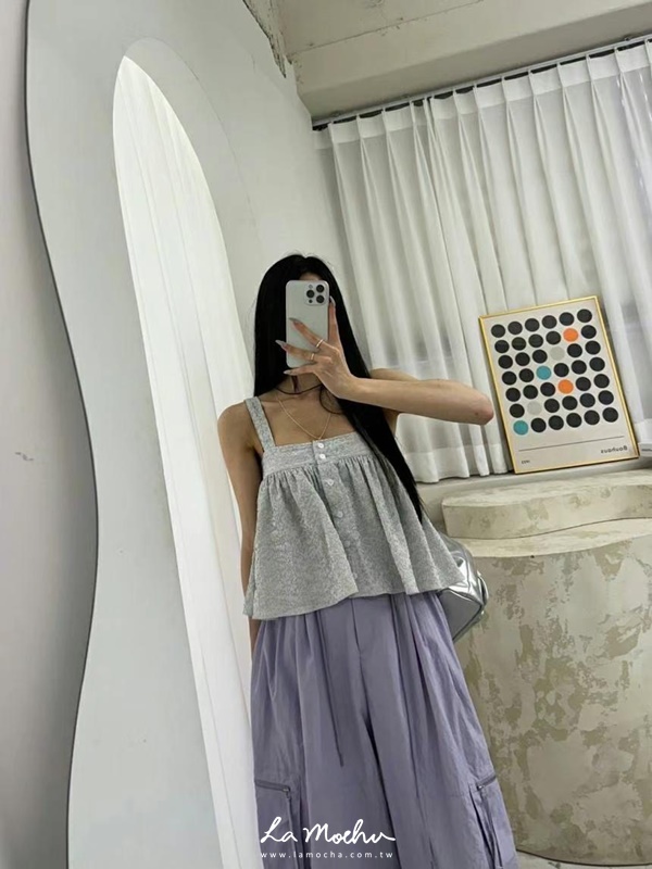 渡假條紋排釦不易皺背心